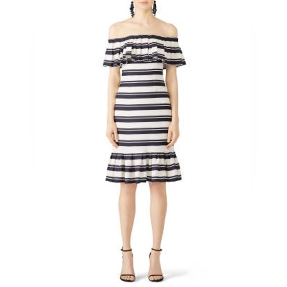Halston Stripe Flounce Dress Size 0